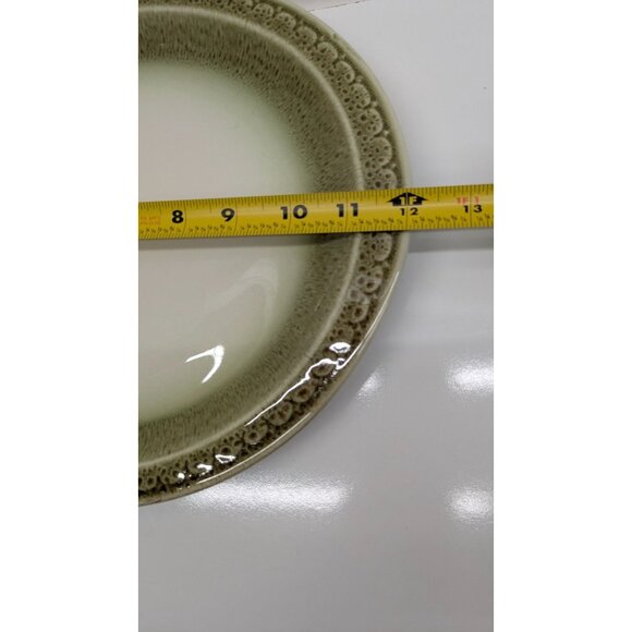 Syracuse China Cinnamon 12" Oval Dinner Plate Green Beige Vintage USA - Picture 4 of 8